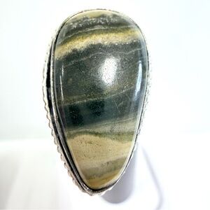 Bumblebee gemstone ring size adjustable size 7-11 silver overlay 925